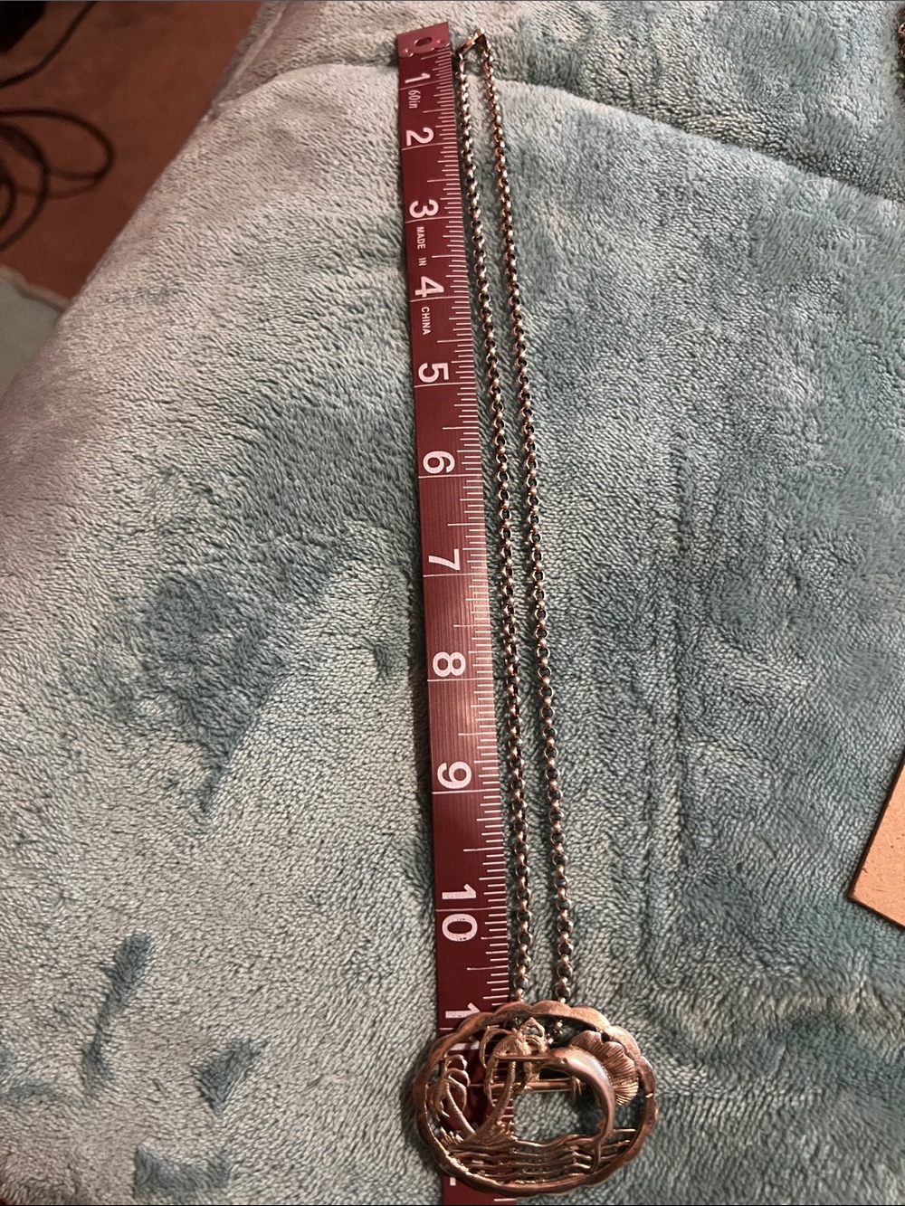 Sterling silver 925 Island and marlin Pendant with a Rolo Necklace. Heavy